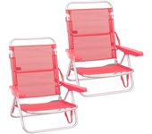 Pack 2 Sillas Playa Plegables | Ligera Portátil | Baja y Reclinable de 4 Posiciones | para Camping, Piscina, Terraza o Jardín Aguamarina