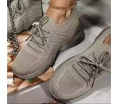 1 par de zapatillas para correr cómodas con cordones y plataforma deportivas informales a la moda para mujer