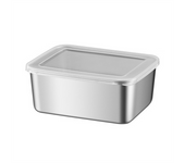 Stainless Steel Refrigerator Crisper Food Storage Box with Plastic Lid Prepare Seafood Fruit Vegetable Picnic Box S