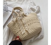 Rope Woven Handmade Woven Bag Retro Storage Cotton Handbag Handmade Countryside Style Beach Bag