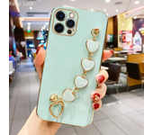 Fashion Plating Love Heart Bracelet Chain Case For iPhone 15 14 13 Pro Max 13pro 14pro Plus Shockproof Case Cover