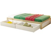 Cama infantil de madera maciza 90X200 (sin colchón) con 2 cajones y somier Moderna cama individual de madera con somier