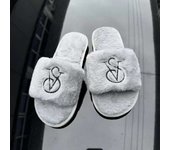 SV New Fashion Versatile Casual Embroidered Flats Home Furry Slippers for Winter Popular Four-Season Bottom
