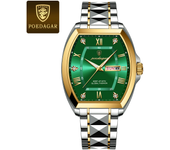 POEDAGAR Luxury Stainless Steel Watches for Man Luminous Waterproof Date Week Men Watch Tonneau Case Men's Quartz Watches