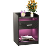Rcynview Night table with LED lighting, 45 x 40 x 67 cm, modern bedroom night tables with plug, bright night table of 16 adjustable colors, bedside tables, bedroom, bedroom