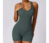 Seamless Women's One Piece Playsuit Yoga Shorts Set Female Gym Comfortable Sports Romper Workout Training Jumpsuit
