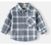 2-7-year-old children's casual cotton collar checkered shirt top