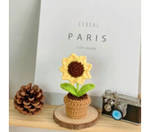 Hand Knitting Potted Plants Hand-woven Rose Sunflower Tulip Crochet Flower Auto Interior Accessories Car Decoration Ornaments