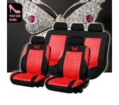 Funda universal para 5 asientos de coche Juego de 9 piezas Estampado de mariposas Estampado de placas de acero