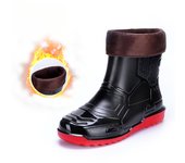 Zapatos de lluvia de otoño e invierno para hombre, antideslizantes e impermeables, botas de trabajo cálidas y seguras de terciop