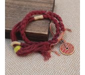 Brazalete chino de dinero de montaña cuerda de algodón frotado a mano cuerda de mano tibetana cinabrio cuerda de dinero de montaña cuerda tejida a mano tibetana