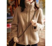 Chaqueta De Invierno Para Mujer Con Lana De Poliéster Doble Cara Cálida Polo/Tortuga Cierre De Cremallera Tipo De Estilo Casual
