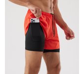 Men's 2-in-1 sports shorts, designed fast running in the gym, with a mobile phone pocket polyester spandex outdoor materials for