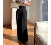 BGTEEVER Stylish Loose Women Pockets Floor-Length Straight Suit Pants Autumn Fashion High Waist Ladies Solid Wide Leg Trousers