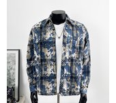 2025 Spring Autumn Tie Dyeing Fashion Checkered Long Sleeve Shirt for Boys, Fashionable, Versatile, Loose and Comfortable Coat,
