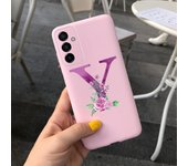 For Samsung Galaxy M23 5G Case Letter A To Z Liquid Silicone Luxury Phone Case For Samsung M23 SM-M236B Soft Matte Back Cover