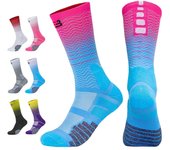 3 pares de calcetines altos de baloncesto, calcetines gruesos de media pantorrilla de élite, suela de toalla, calcetines deportivos absorbentes de sudor para hombre, para correr, patinar, patinar, patrón geométrico, tejido de punto, 95% poliéster 5%