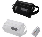 Portable Square Mesh Storage Bag, Portable Mesh Storage Bags, Mesh Cosmetic Pouch, Portable Mesh Zipper Cosmetic Bags Mesh Coin Purse