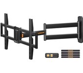 Perlegear Soporte TV Pared con Brazo Articulado Extralargo para Pantallas Planas y Curvas de 32-75 Pulgadas, Soporte TV Inclinable y Giratorio con Brazo Articulado, Máximo VESA 600x400 mm hasta 45kg