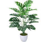 Planta Artificial con Maceta Falsa Areca Palmera Grande Arbol Artificial Plastico Monstera Interior y Exterior Hogar Salon Dormitorio Balcón Moderno Decorativas Boda Oficina Verde 75cm