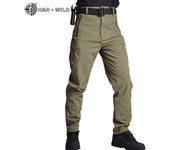 Hanye Green Black Camouflage Shark Skin Soft Shell Pants Outdoor Mountaineering