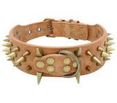 Collar de cuero con tachuelas y pinchos para Perro, Collar de Bulldog Pitbull y grandes para perros bóxer, Pastor Alemán