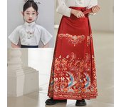 New children's horse face skirt set, Chinese costume, Ming improved Tang Hanfu, girls' ancient style daily wear