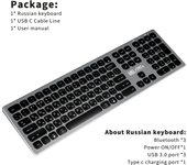 Spanish wireless keyboard with ñ Aluminum rechargeable Noiseless bluetooth keyboards for mac apple Tab  let ipad slim rechargeable Russian keyboards white