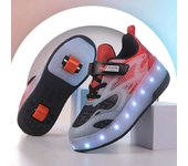 New mesh walking shoes with four-wheel pulleys and deformable rotating buckles for children's ice skates