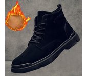 Vintage Hombres Negro Tobillo Botas Botas de Trabajo Corto Antideslizante Caliente Botas de Nieve Cómodo y de Moda