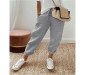 Pantalones Mujer Verano Pantalones de Lino Cómodos Palazzo Cintura Alta Pantalones Rectos Ligero Casuales Flojo Pantalones Pantalón Anchos con Bolsillos y Cordón