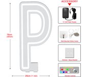 76cm Colorful Illuminated Alphabet Large Light Sign A -Z Alphabet Free Stand Up Neon BABY Party Light Sign,Dimmable and Clear Backer