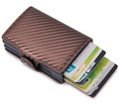 Antitheft Men id Bank Credit Card Holder Double Rfid Blocking Wallet Leather Security Aluminum Box Metal Purse Cardholder Case