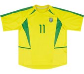 Camiseta de fútbol local de Brasil 2002 Personalizada 11 RONALDINHO 10 RIVALDO 9 RONALDO Retro Camiseta