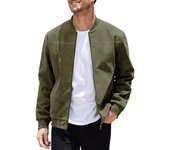 2025 Autumn New Men's Leede Chaqueta para hombres retro color sólido con cremallera de manga larga chaqueta de hombres casuales