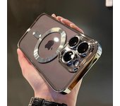 Funda de lujo magnética para iPhone 11 12 13 14 15 16 Pro Max A prueba de golpes, carga inalámbrica, silicona revestida