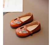 Spring Autumn Girls Princess Leather Shoes Cut-outs Simple Children's Flats Korean Style Kids Solid Color Causal Shoes Fashion