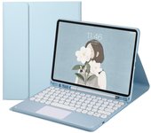 Spanish Keyboard with Touchpad for iPad Air 2024 11 inch M2 Air 6th Generation keyboard Case with Pen Holder, Folio Stand
