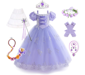 Little Girl Rapunzel Costume Party Fancy Princess Dress Birthday Party Christmas Purple Long Dress Cosplay Carnival Disguise