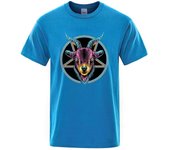 Men's goat head five color creative round neck summer cotton T-shirt, breathable cartoon loose street clothing