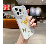 Golden Butterflies Pattern Phone Case For iPhone 15 Pro Max 14 Plus 13 12 Pro 11 Shockproof Bumper Clear Silicone Soft Cover