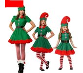 Dress Christmas Cosplay Costume Socks Hat Christmas Party Accessories Party Cloth Accessories Green Elf Costume