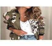 Chaqueta Bomber informal con estampado Floral de talla grande, abrigo elegante con cremallera, ropa de oficina ajustada