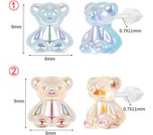 ZS 1-3 Pair/lot Colorful Acrylic Stud Earring Cute Bear Goldfish Heart Earrings Clear Ear Cartilage Helix Conch Piercing Jewelry