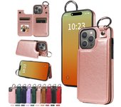 For IPhone 15 Pro Max 14 13 12 Case Higher Quality Leather Wallet Case with Card Holder Ring Shockproof Cover