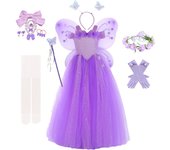 Girls Butterfly Fairy Costume Christmas Kids Birthday Party Purple Gradient Mesh Tutu Long Dresses Halloween Princess Cosplay Co