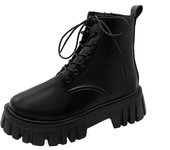 Nueva versión coreana de zapatos de mujer de moda, plataforma con cordones, cremallera lateral, botas de mujer