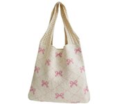 Bowknot Pattern Crochet Tote Bag Summer Large Capacity Fairy Grunge Beach/Travel Bag Ladies Hobo Bags Women
