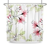 Green Plant Leaf Vines Flowers Shower Print Modern Nordic Minimalist Polyster Home Decor Bathroom Curtain with Hooks