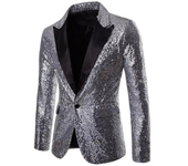 2025 European Style Casual Western Clothes Plus Size Men's Jacket For Nightclub Performance Gold Sequins Suit Lightweight Fabric